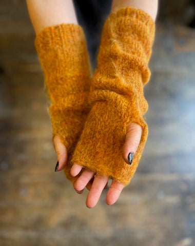 WDTS - Long Arm warmers in Spice Mohair Wool