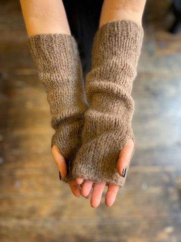 WDTS - Long Arm warmers in Soft Grey Mohair Wool
