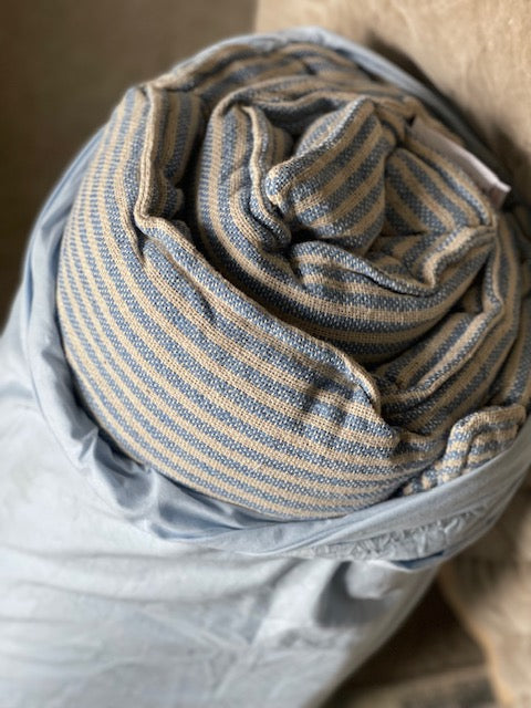 Maitri: Cream and blue striped mattress