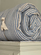Maitri: Cream and blue striped mattress