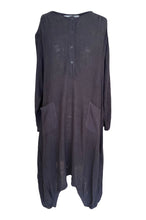 WDTS Aisha Long Dress in Linen - Black