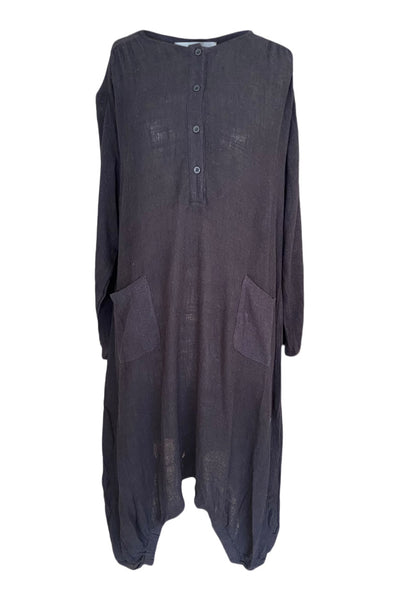 WDTS Aisha Long Dress in Linen - Black