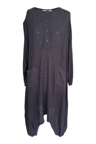 WDTS Aisha Long Dress in Linen - Black