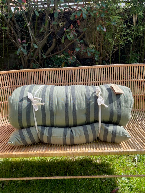Maitri: Double sided printed cotton mattress 70 x 180cm Olive green, charcoal