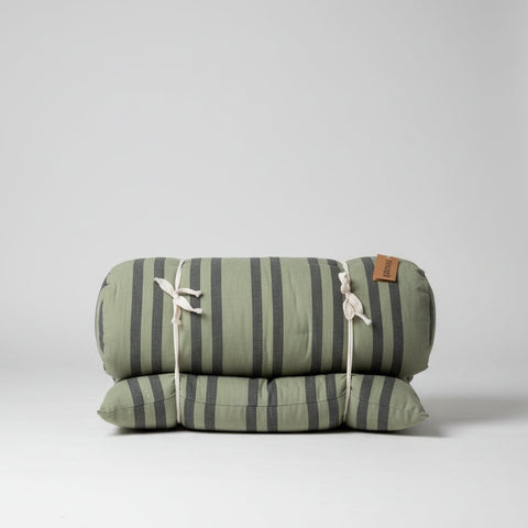 Maitri: Double sided printed cotton mattress 70 x 180cm Olive green, charcoal