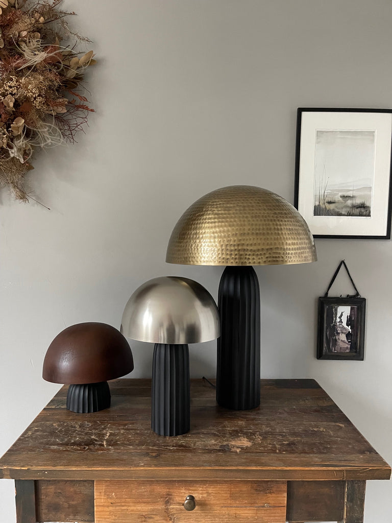 Vega mushroom lamp - Rust finish Iron and antique black