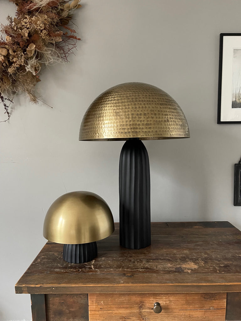 Vega mushroom  lamp - Antique brass finish Iron and antique black