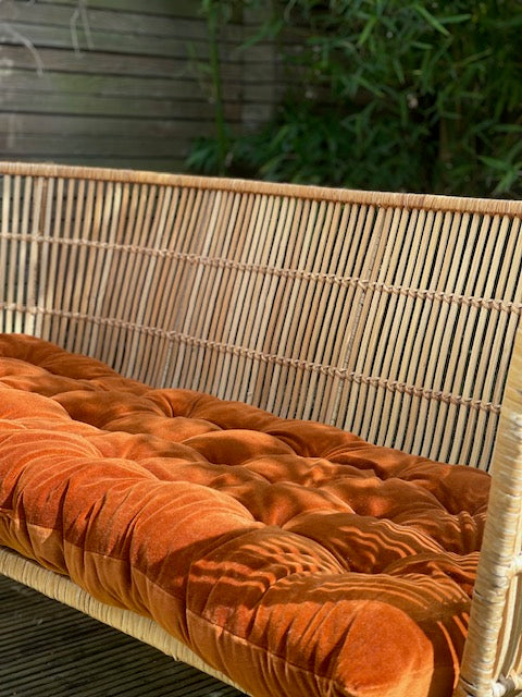 Lyla Velvet floor mattress 60 x 140cm Rust velvet w'cotton filling