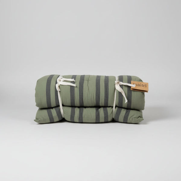 Maitri: Double sided printed cotton mattress 60 x 100cm Olive green, charcoal