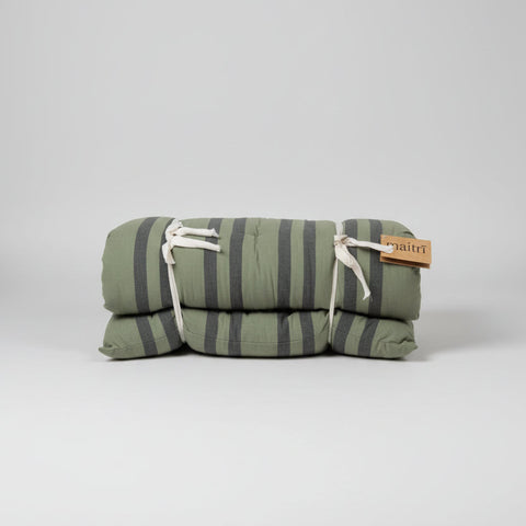 Maitri: Double sided printed cotton mattress 60 x 100cm Olive green, charcoal