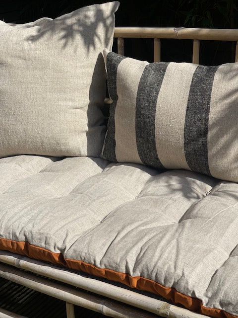 Lyla Linen / Velvet floor mattress 70 x 175cm Rust / Natural w'cotton filling