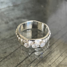 925 Silver Jaggered Ring  3 Faceted Rainbow stones
