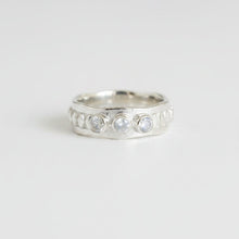 925 Silver Jaggered Ring  3 Faceted Rainbow stones