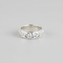 925 Silver Jaggered Ring  3 Faceted Rainbow stones