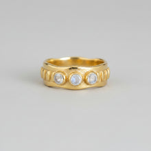 Jaggered Ring - Gold Plated with 3 Faceted Rainbow stones