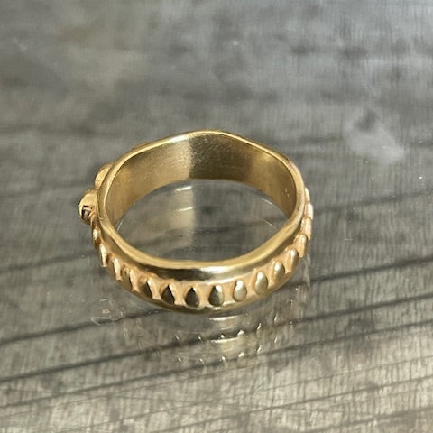 Jaggered Ring - Gold Plated with 3 Faceted Rainbow stones