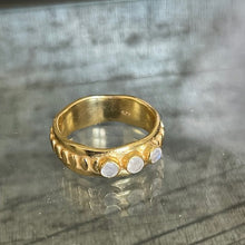 Jaggered Ring - Gold Plated with 3 Faceted Rainbow stones