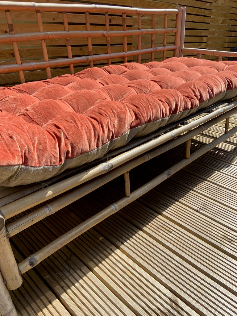 Lyla Linen / Velvet floor mattress 70 x 175cm Rust / Natural