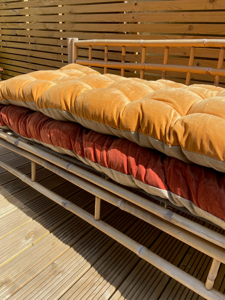 Lyla Linen / Velvet floor mattress 70 x 175cm Rust / Natural