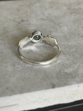 Maria, leaf and stone ring 925 silver with a Labrodorite stone