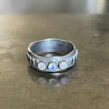 925 Oxidised Silver Jaggered Ring  3 Faceted Rainbow stones