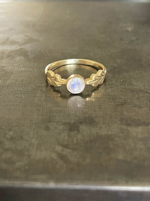 Maria, leaf and stone ring 925 silver with gold plating