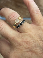 Maria, leaf and stone ring 925 silver with gold plating and Green Aventurine stone