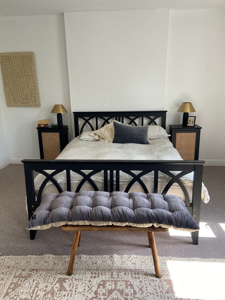 Lyla Linen / Velvet floor mattress 45 x 125 cm Charcoal/ Natural