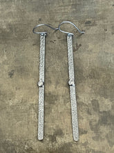 Long Hammered 925 Earrings - Silver with Labrodorite Stone