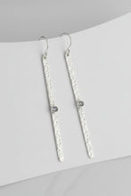 Long Hammered 925 Earrings - Silver with Labrodorite Stone