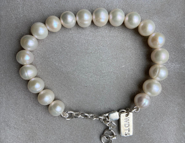 Sterling Silver Pearl Bracelet - silver closures