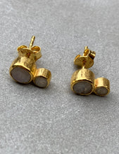Gold plated Double Rainbow Moonstone Earrings
