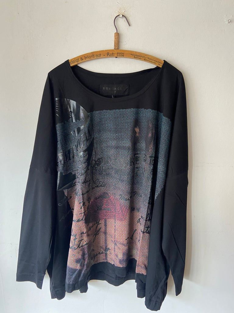Rundholz AW25 2300503 t-shirt waikiki black print