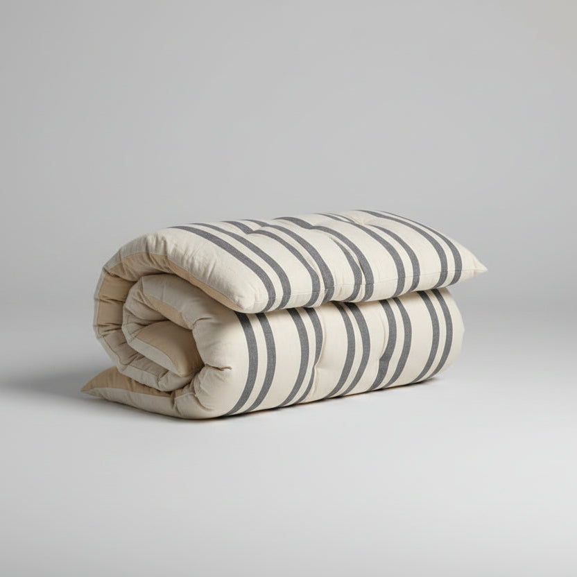 Maitri Cream and charcoal striped mattress 60 x 100cm