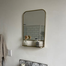 Lucas Wall mirror w/mini shelf Brass Tone