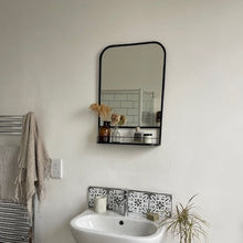 Lucas Wall mirror with mini shelf black