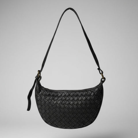 Priscilla Bag -  Black Woven Crescent Bag