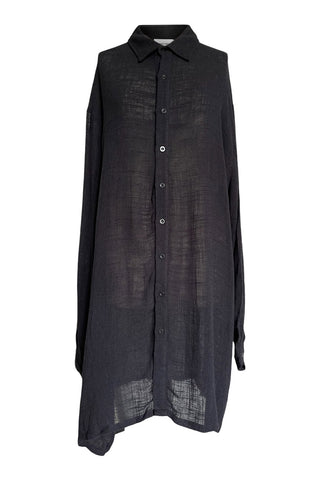 WDTS Shirt Dress in Cotton/Linen  - Black