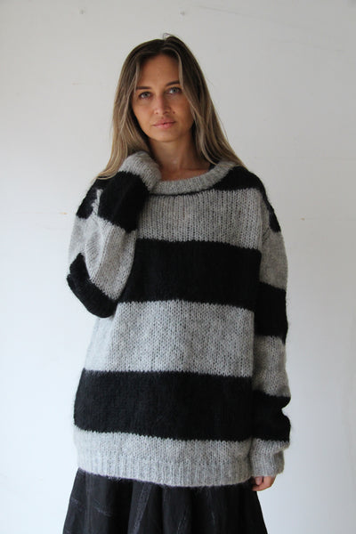 WDTS - Seth Mohair striped jumper- black / grey stripe