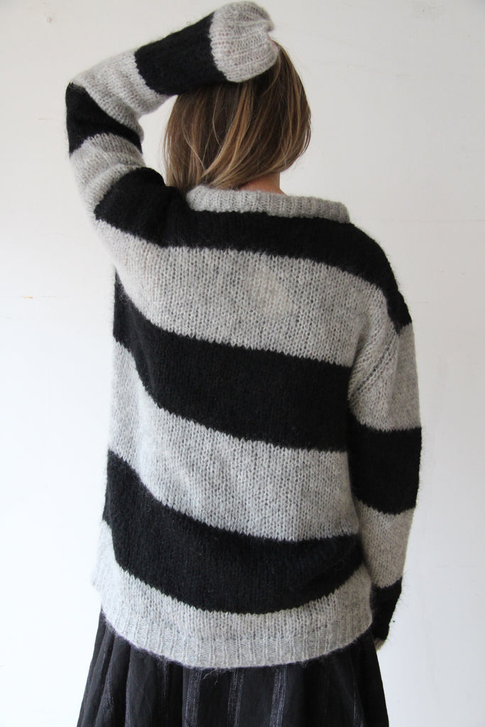 WDTS - Seth Mohair striped jumper- black / grey stripe