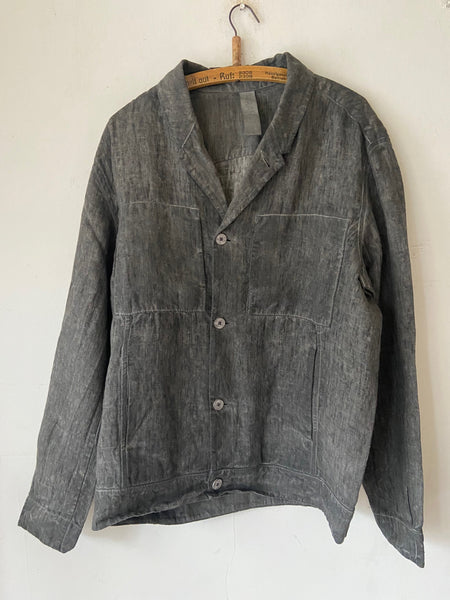 Transit Cold-dyeing loose-fit reversible mens coat - in Charcoal and Forest