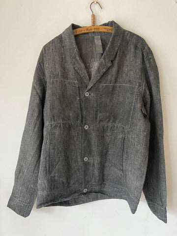 Transit Cold-dyeing loose-fit reversible mens coat - in Charcoal and Forest