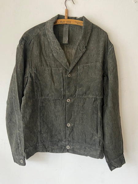 Transit Cold-dyeing loose-fit reversible mens coat - in Charcoal and Forest