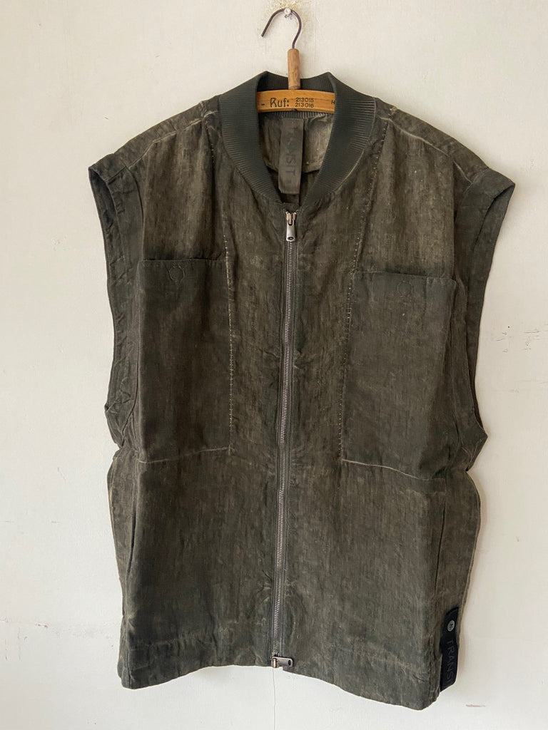 Transit Oversized zipped vest - Cold Dyed