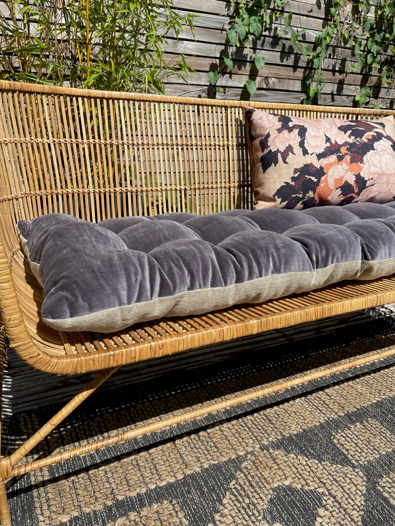 Lyla Linen / Velvet floor mattress 45 x 125 cm Charcoal/ Natural