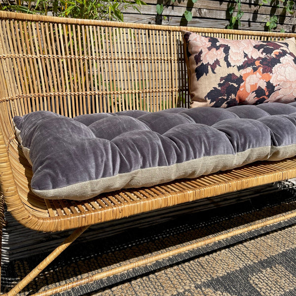 Lyla Linen / Velvet floor mattress 45 x 125 cm Charcoal/ Natural