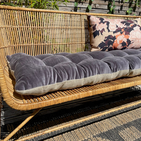 Lyla Linen / Velvet floor mattress 45 x 125 cm Charcoal/ Natural