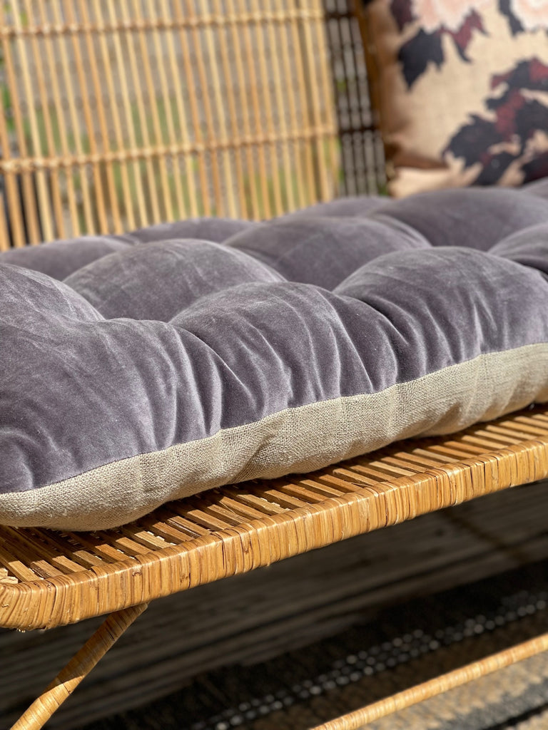 Lyla Linen / Velvet floor mattress 45 x 125 cm Charcoal/ Natural