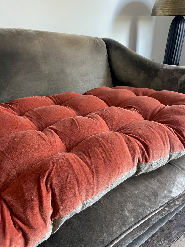 Lyla Linen / Velvet floor mattress 70 x 175cm Rust / Natural