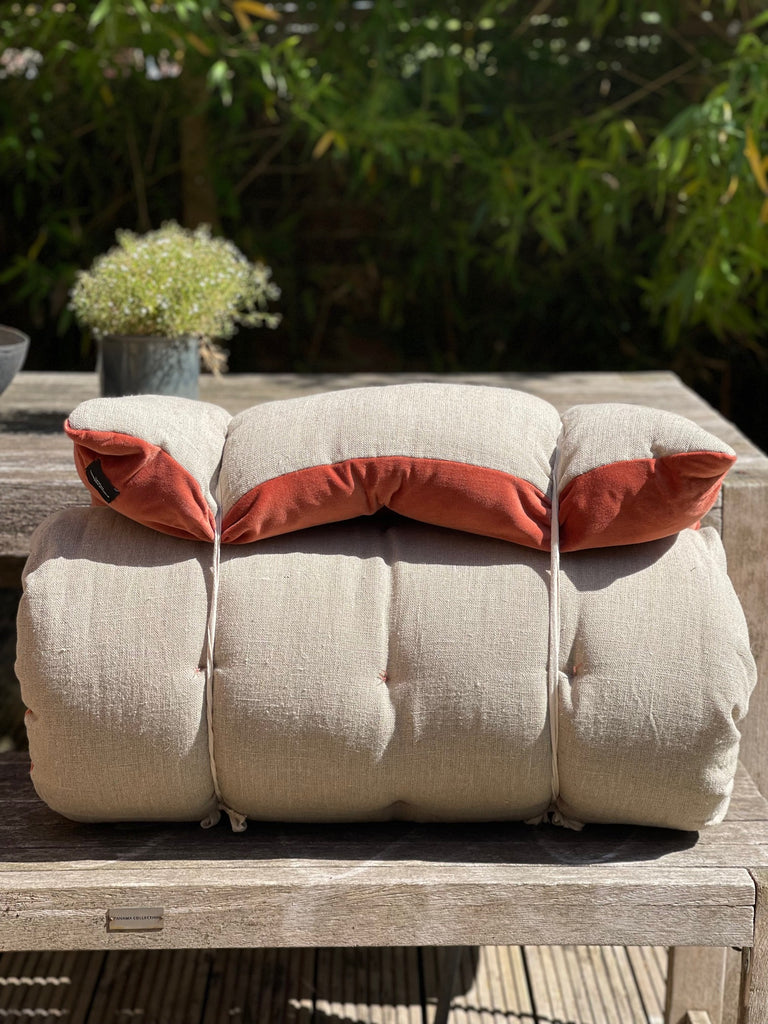 Lyla Linen / Velvet floor mattress 70 x 175cm Rust / Natural
